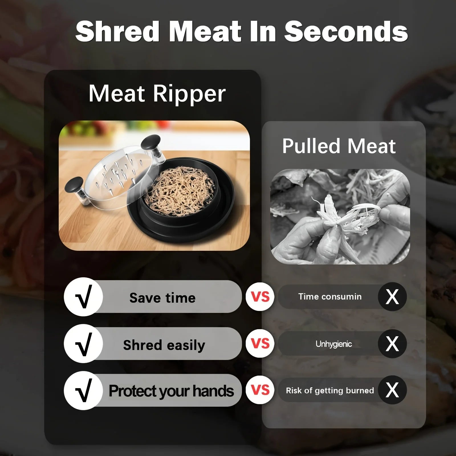 Upgraded Chicken Shredder with Transparent Cover, Large Non-Slip Blade for Meat & Vegetables, Easy to Clean