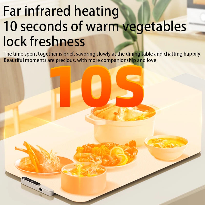 TINSOL Food Warmer Pad Foldable Silicone Heating Pad Portable Meal Cart Insulation Pad 8-Level Temperature Adjustment