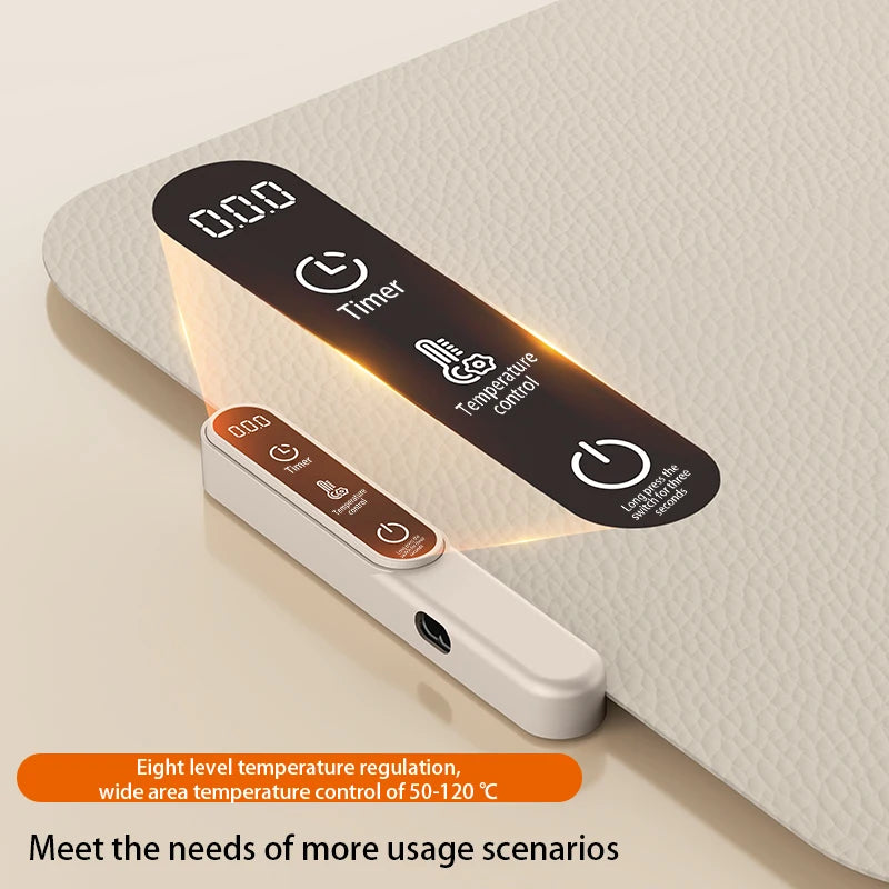 TINSOL Food Warmer Pad Foldable Silicone Heating Pad Portable Meal Cart Insulation Pad 8-Level Temperature Adjustment