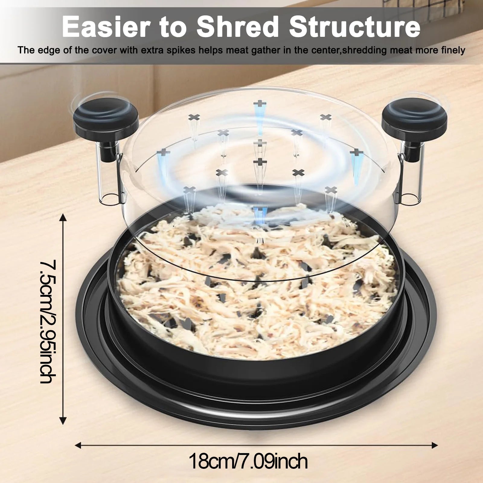 Upgraded Chicken Shredder with Transparent Cover, Large Non-Slip Blade for Meat & Vegetables, Easy to Clean