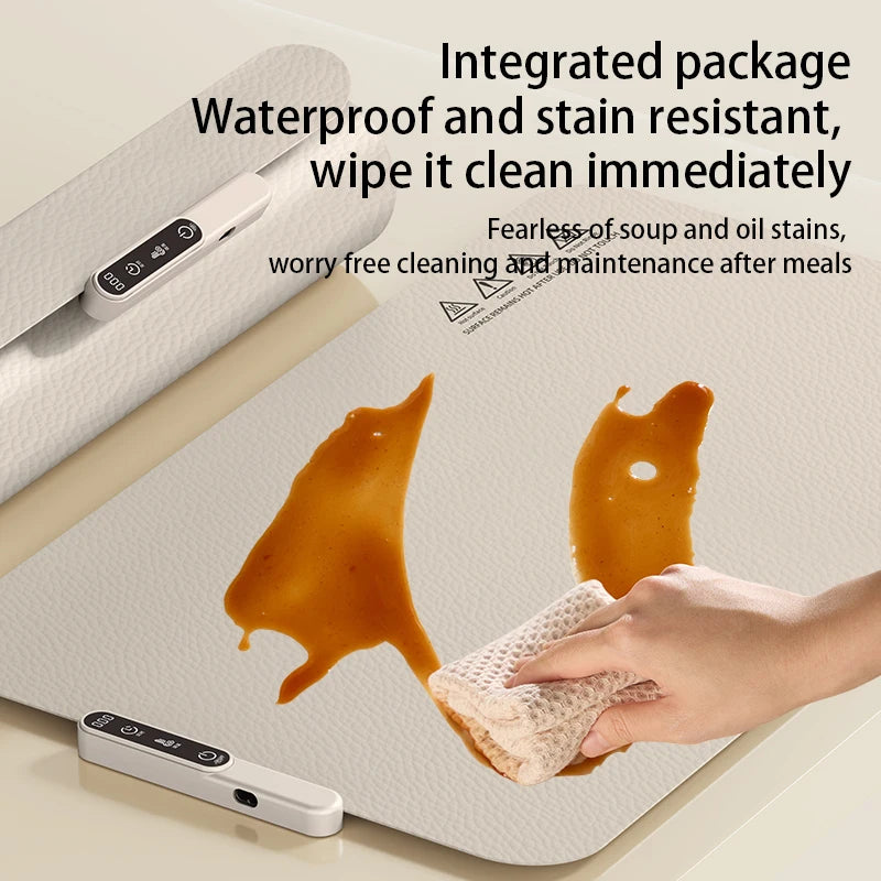 TINSOL Food Warmer Pad Foldable Silicone Heating Pad Portable Meal Cart Insulation Pad 8-Level Temperature Adjustment